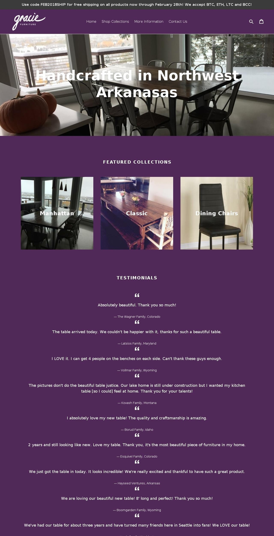 gracie-furniture.com shopify website screenshot