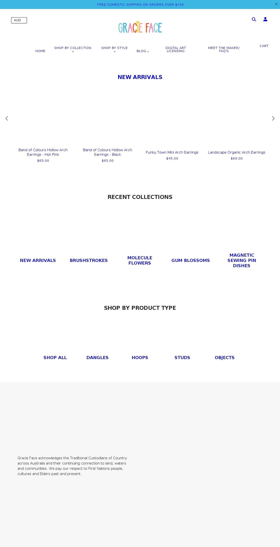 gracieface.com.au shopify website screenshot