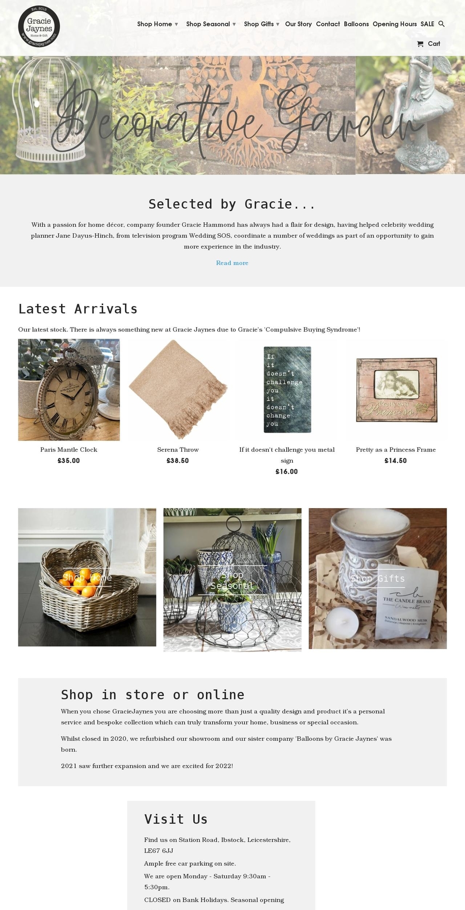 graciejaynes.co.uk shopify website screenshot