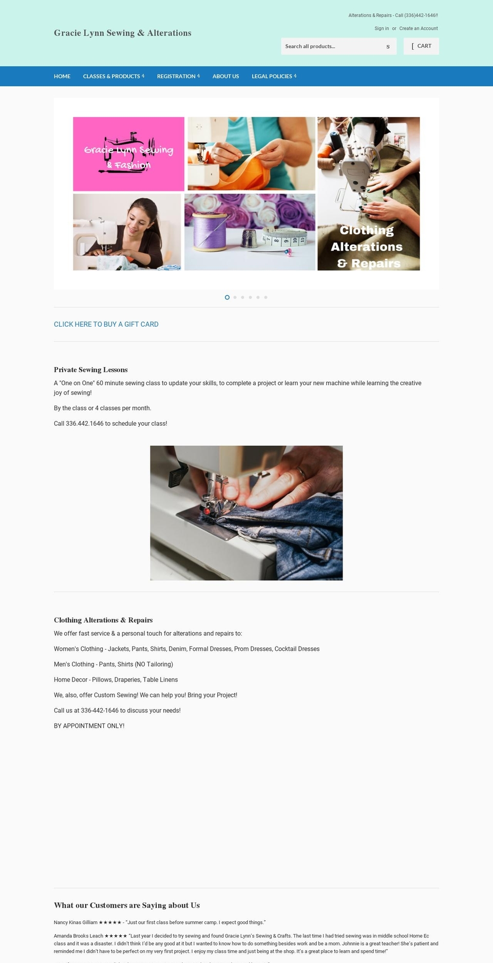 gracielynnsewing.com shopify website screenshot