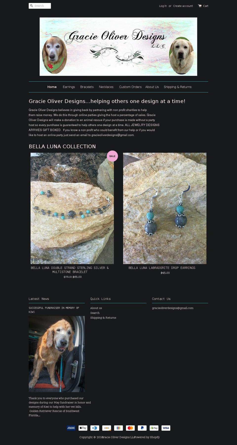 gracieoliverdesigns.com — Shopify storefront screenshot