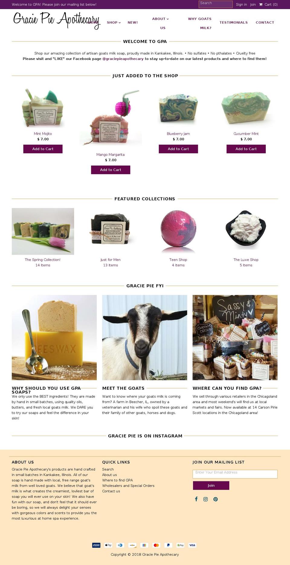 graciepieapothecary.com shopify website screenshot