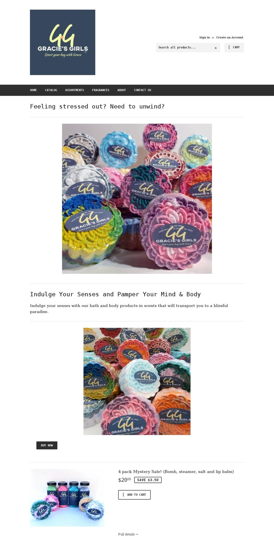 graciesgirlsalways.com shopify website screenshot