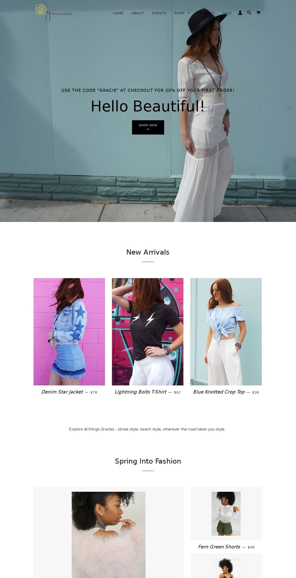 graciesonsouthpearl.com shopify website screenshot