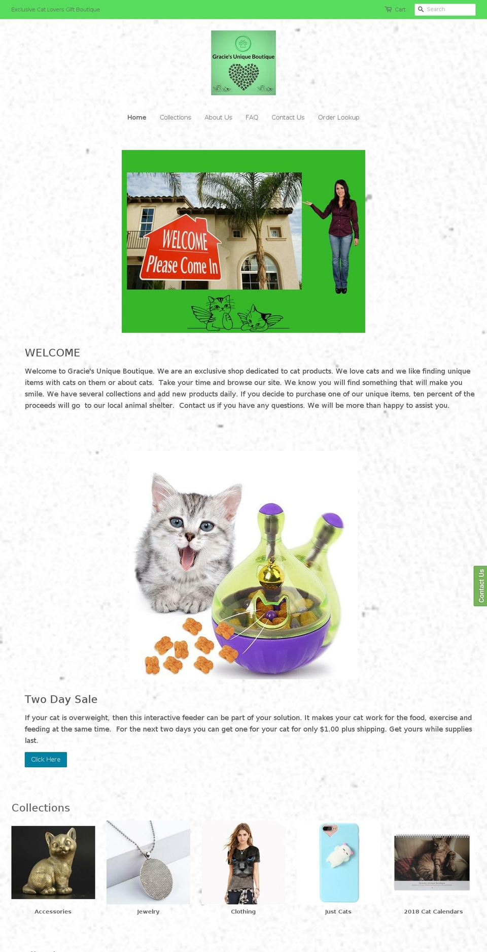 graciesuniqueboutique.com shopify website screenshot