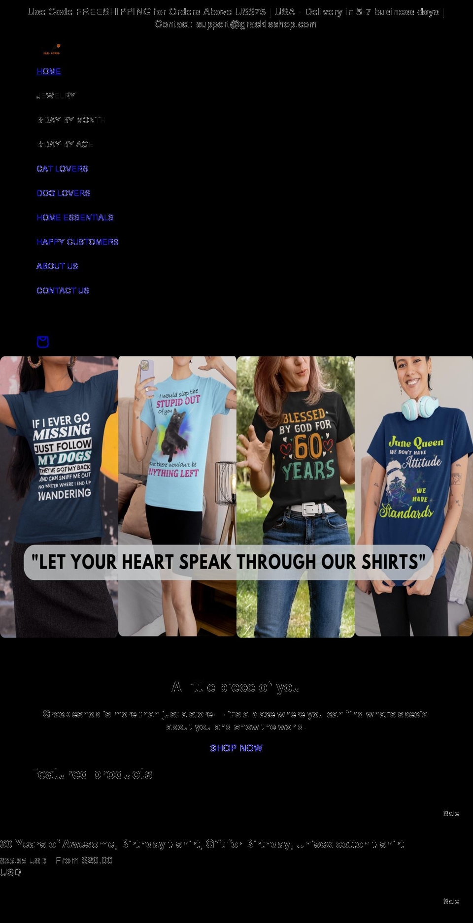 grackleshop.com shopify website screenshot