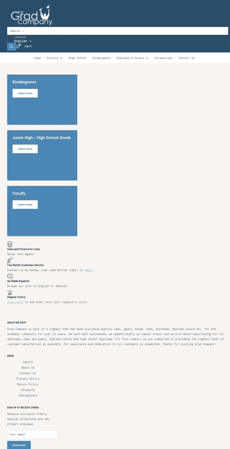 gradcompany.com shopify website screenshot