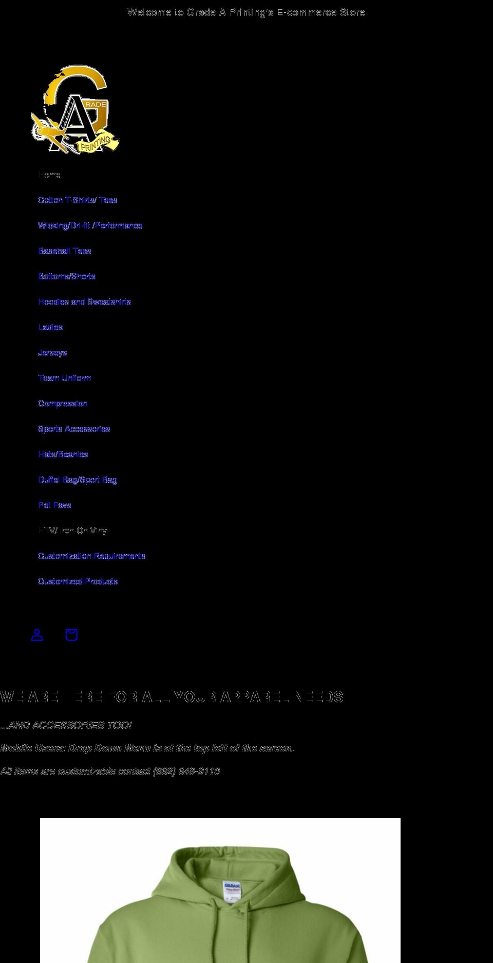 gradeaprinting.com shopify website screenshot