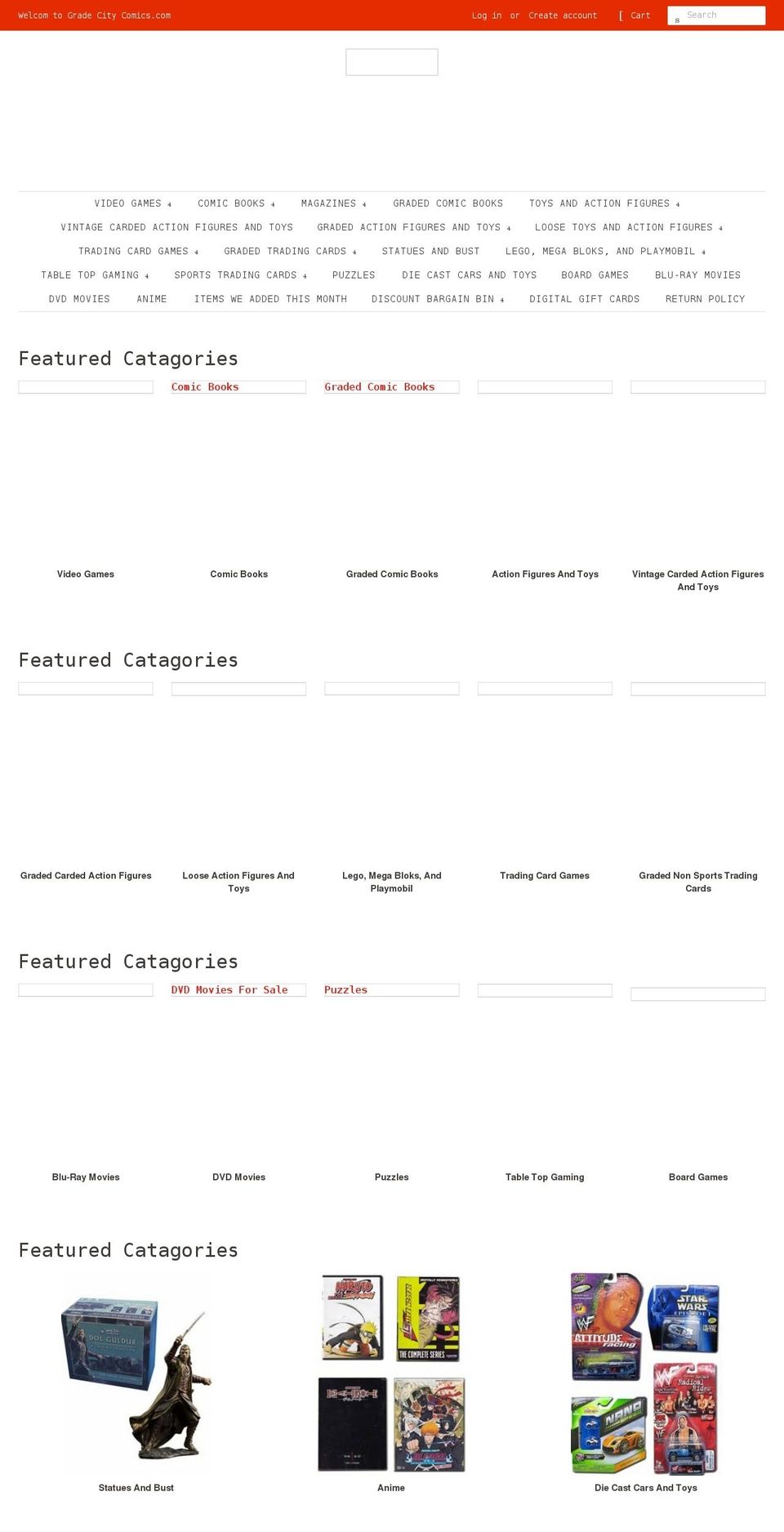 gradecitycomics.com shopify website screenshot