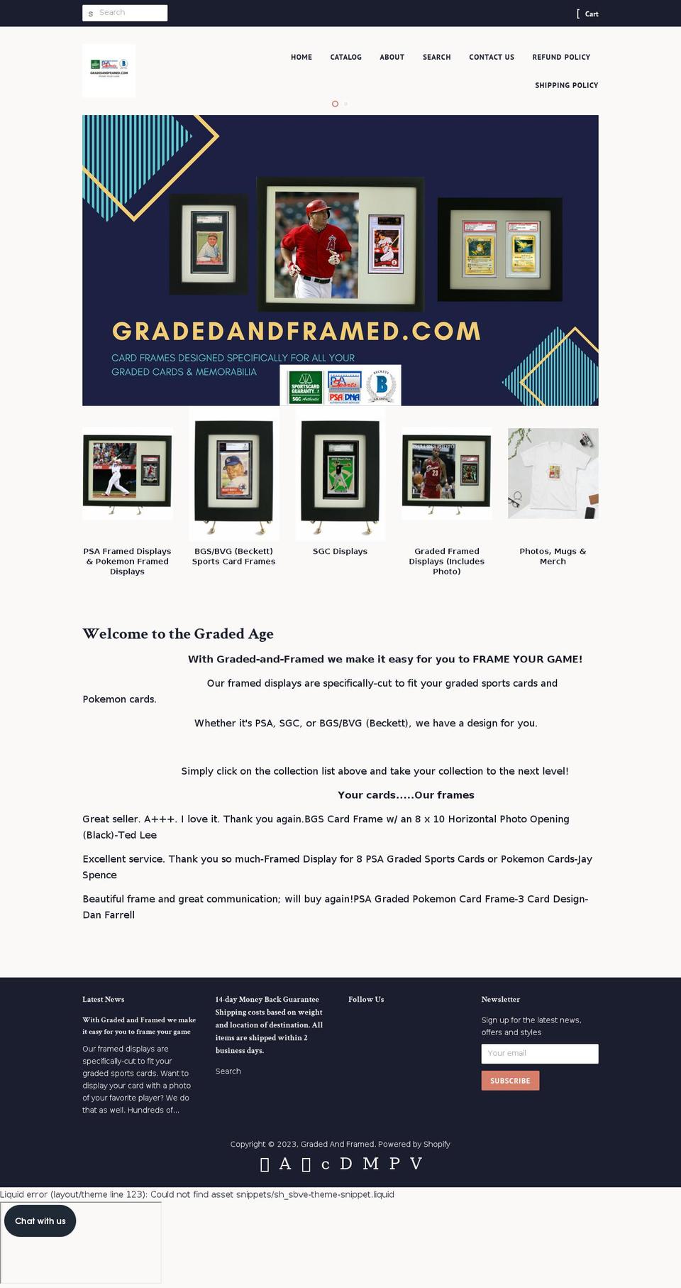 gradedandframed.com — Shopify storefront screenshot