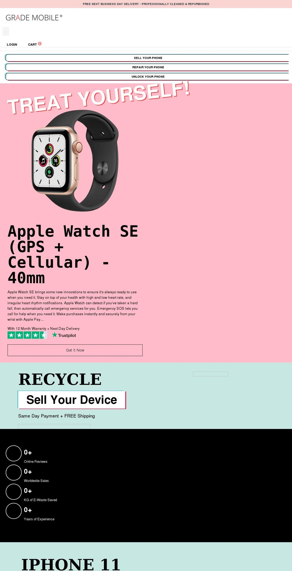 grademobile.co.uk shopify website screenshot