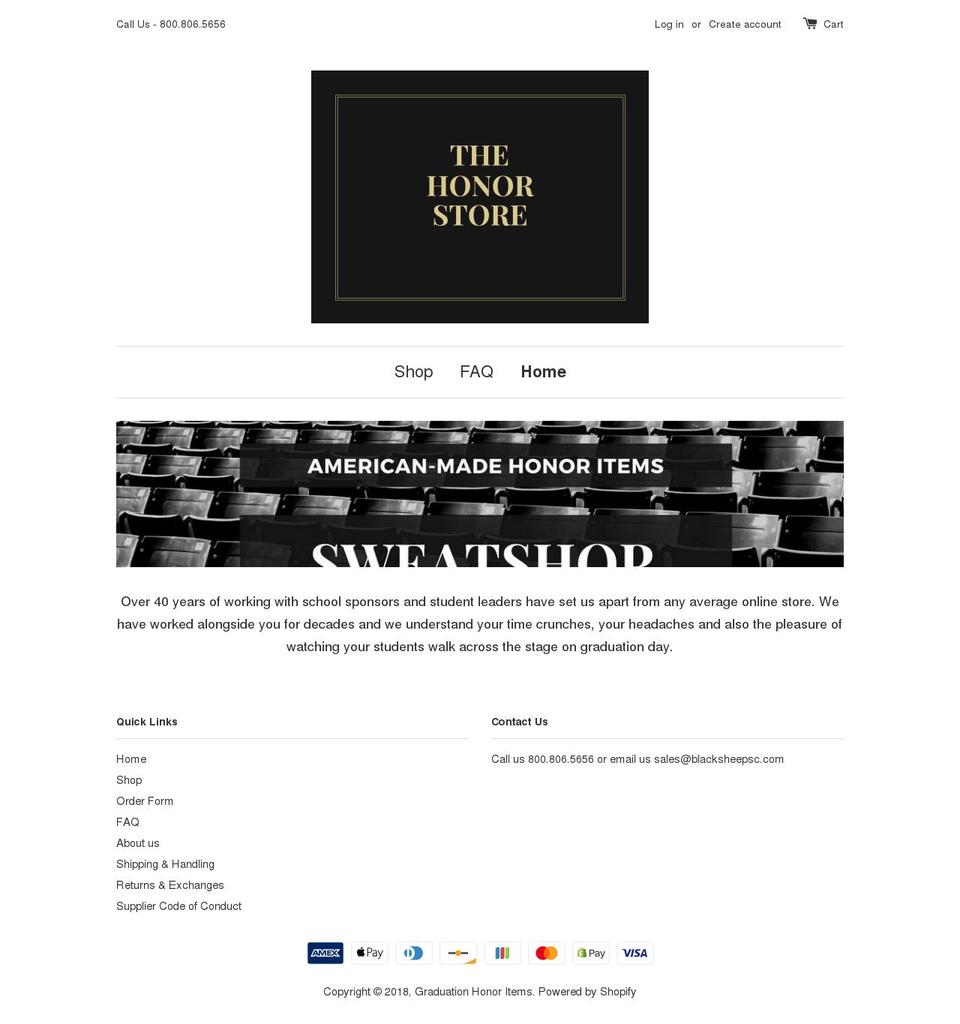 gradhonoritems.com shopify website screenshot