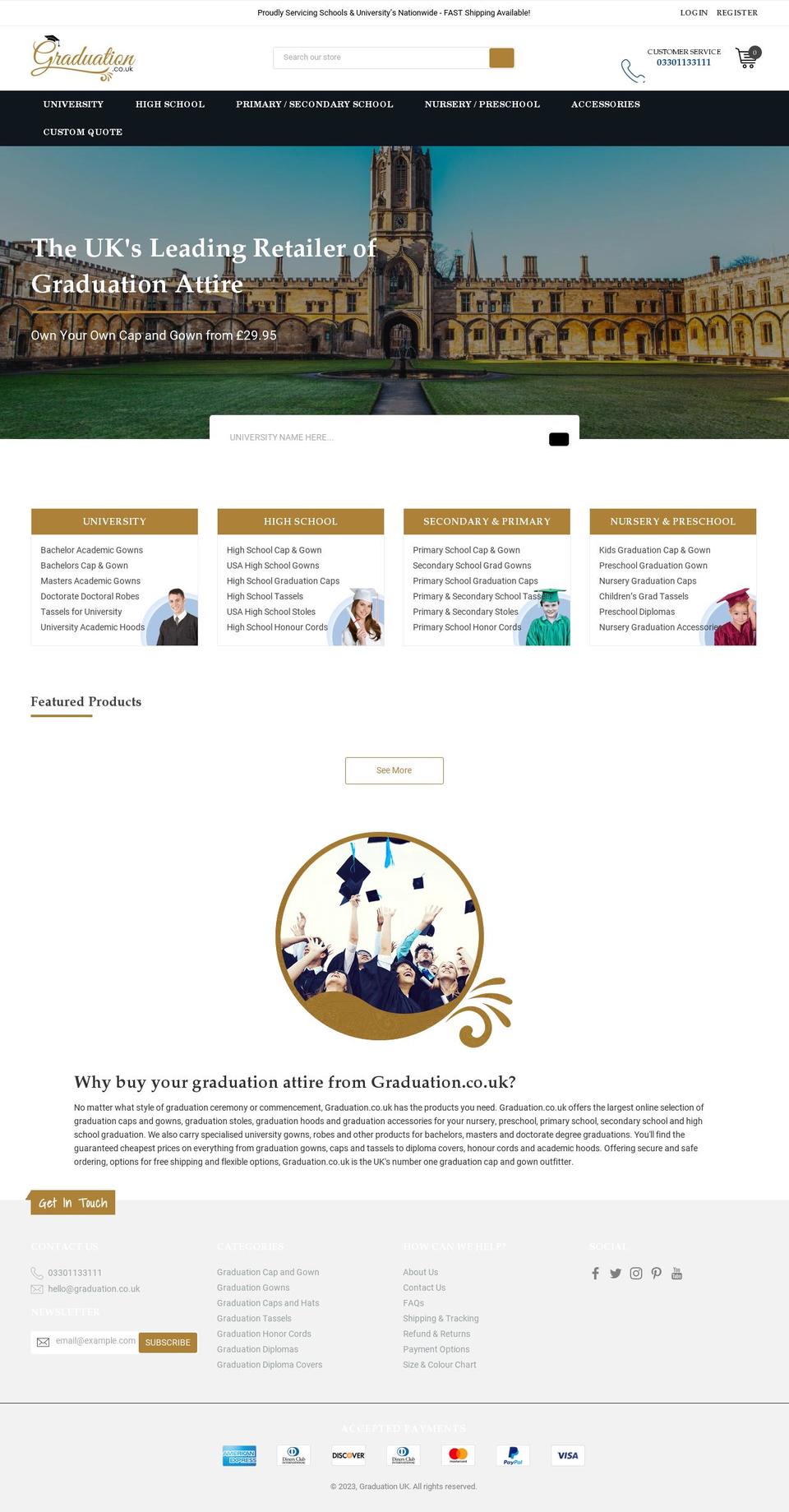 graduation.co.uk shopify website screenshot