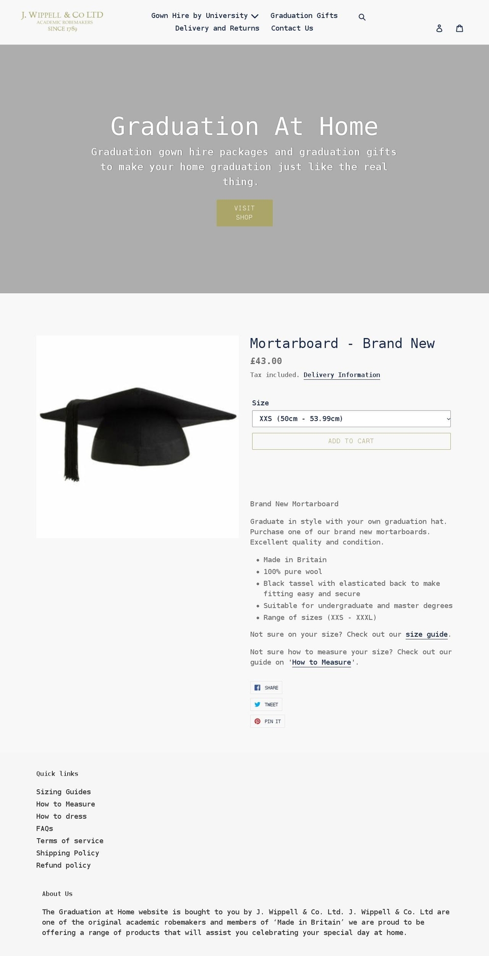 graduationathome.co.uk shopify website screenshot