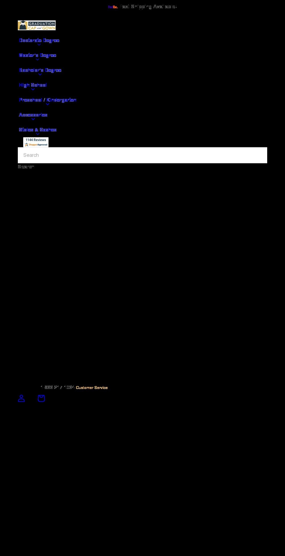 graduationcapandgown.com shopify website screenshot