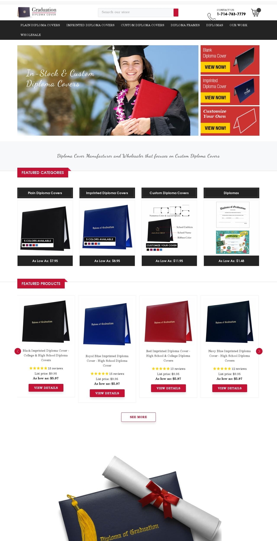 graduationdiplomacover.com shopify website screenshot