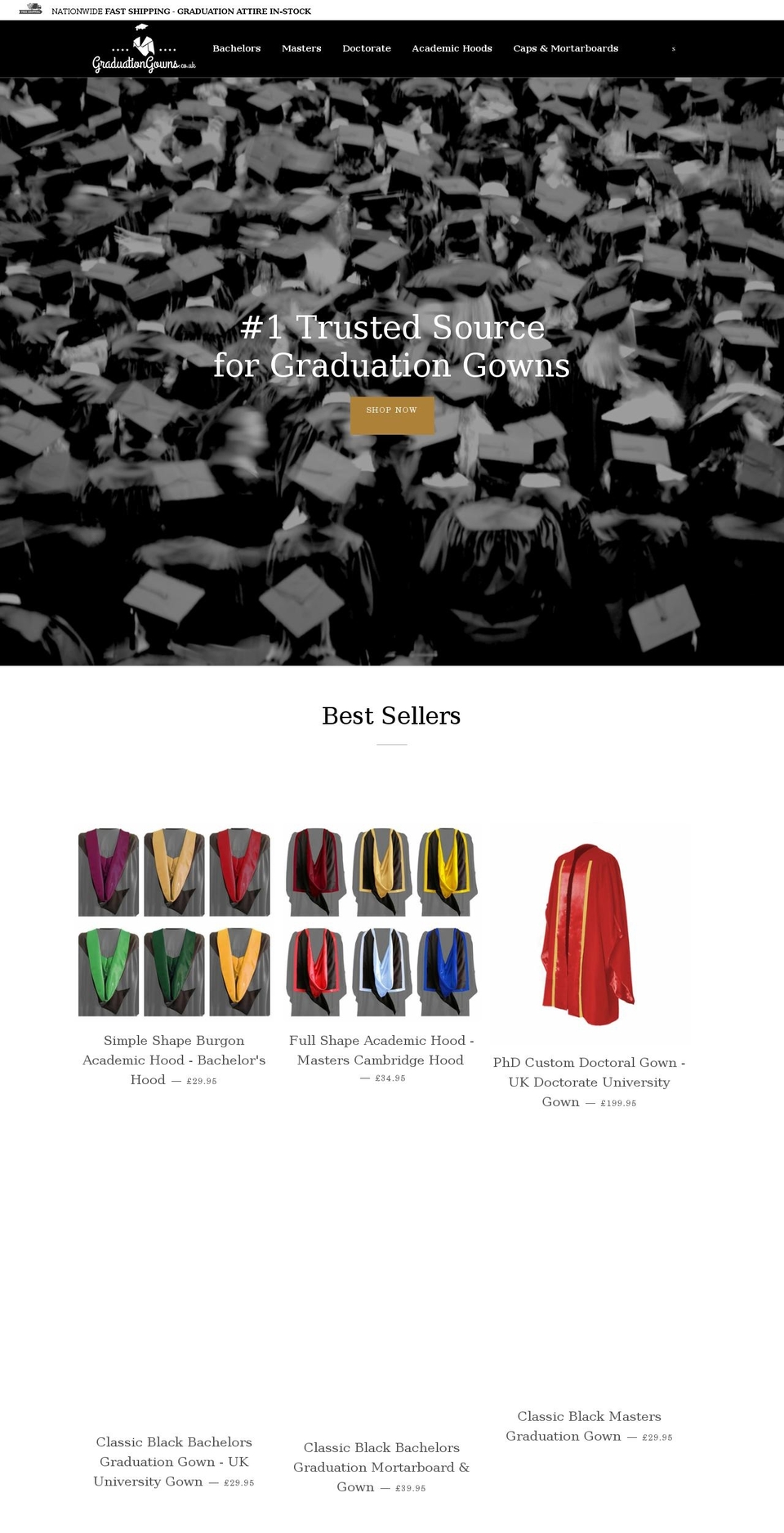 graduationgowns.co.uk shopify website screenshot