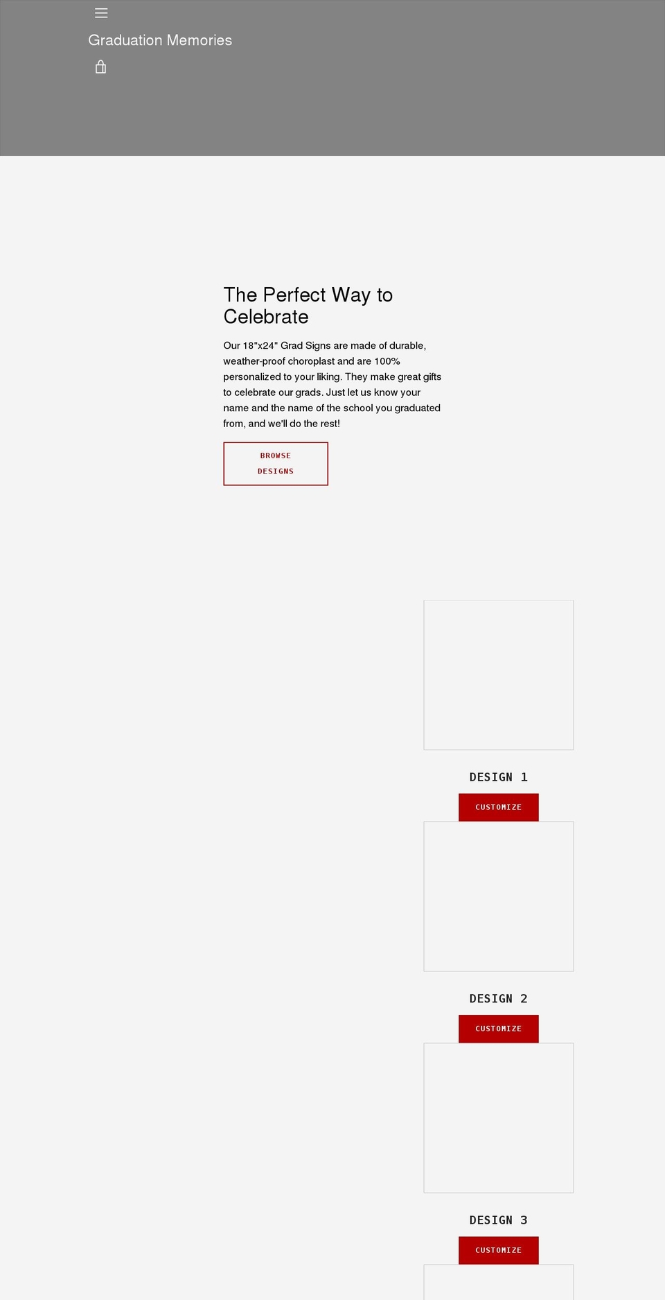 graduationmemories.com shopify website screenshot