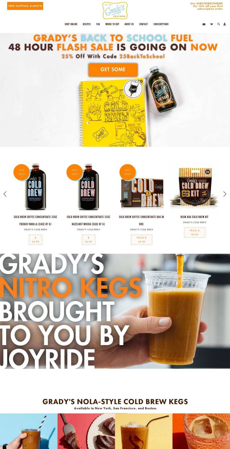 gradys.coffee shopify website screenshot