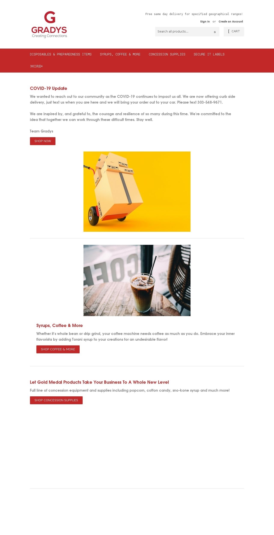gradysdirect.com shopify website screenshot