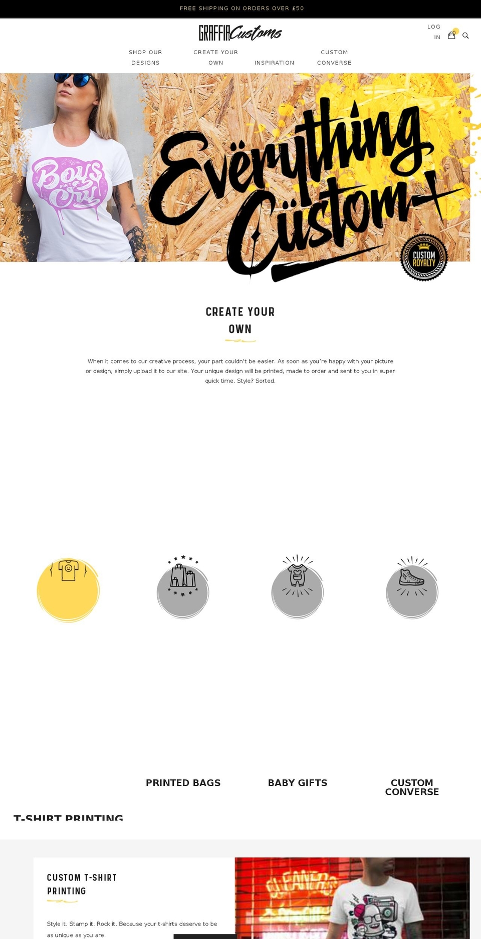 graffiacustoms.com shopify website screenshot