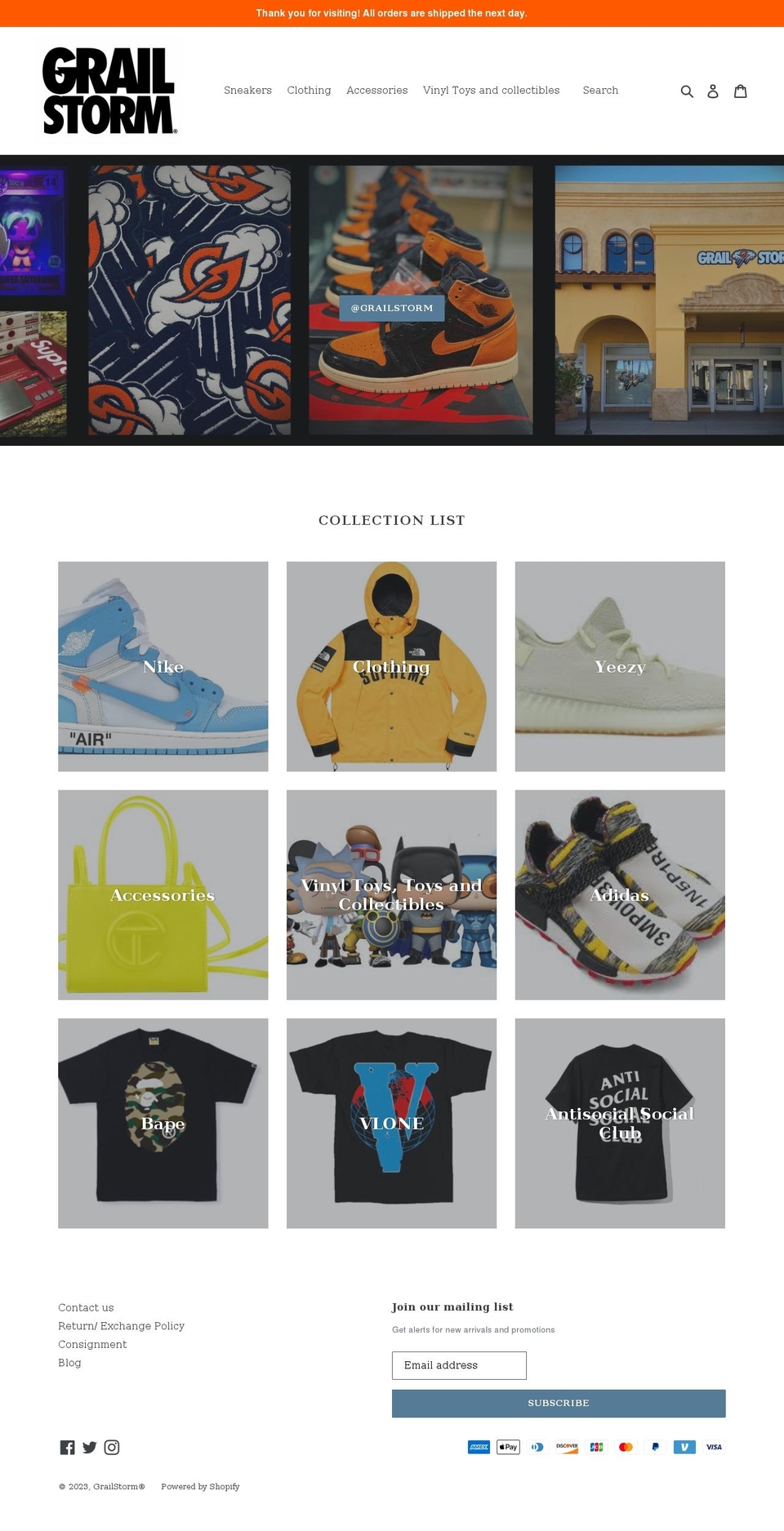 grailstorm.com shopify website screenshot