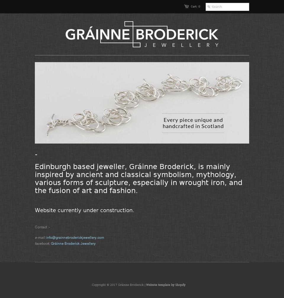grainnebroderickjewellery.com shopify website screenshot