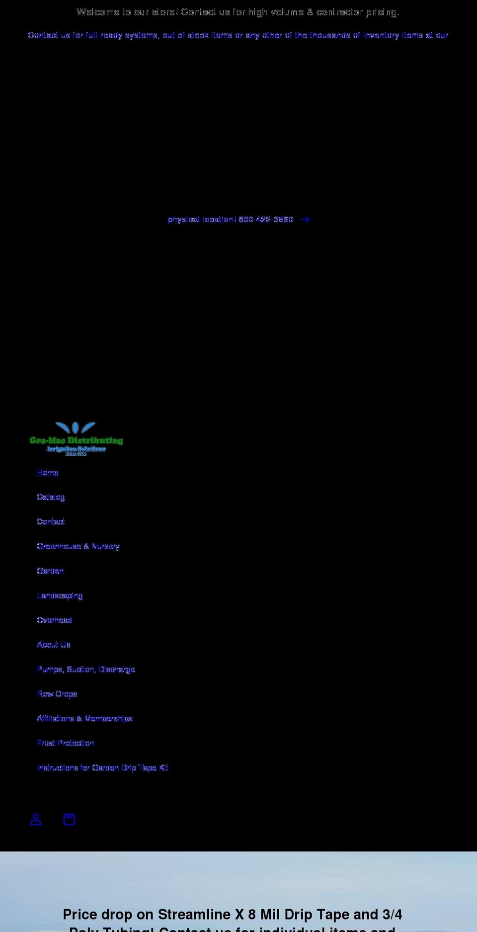 gramacirrigation.com shopify website screenshot