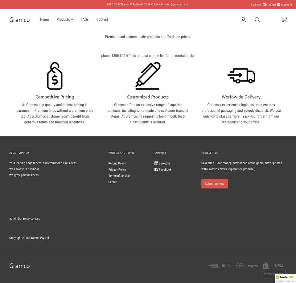 gramco.com.au shopify website screenshot