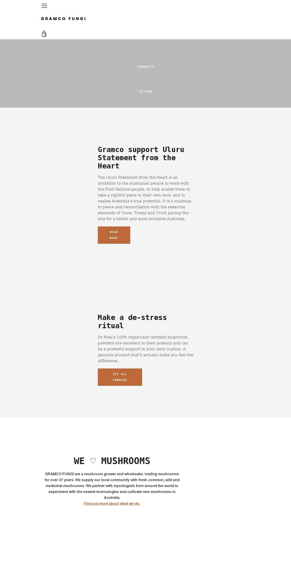 gramcofungishop.com shopify website screenshot