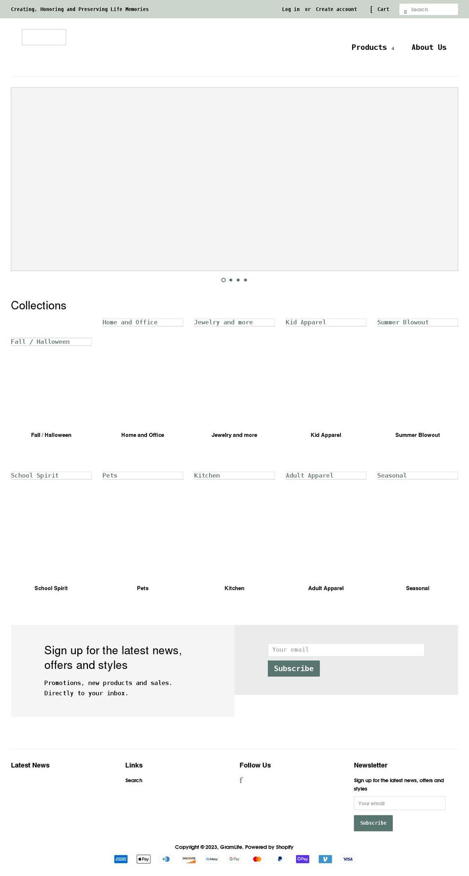 gramlifellc.com shopify website screenshot