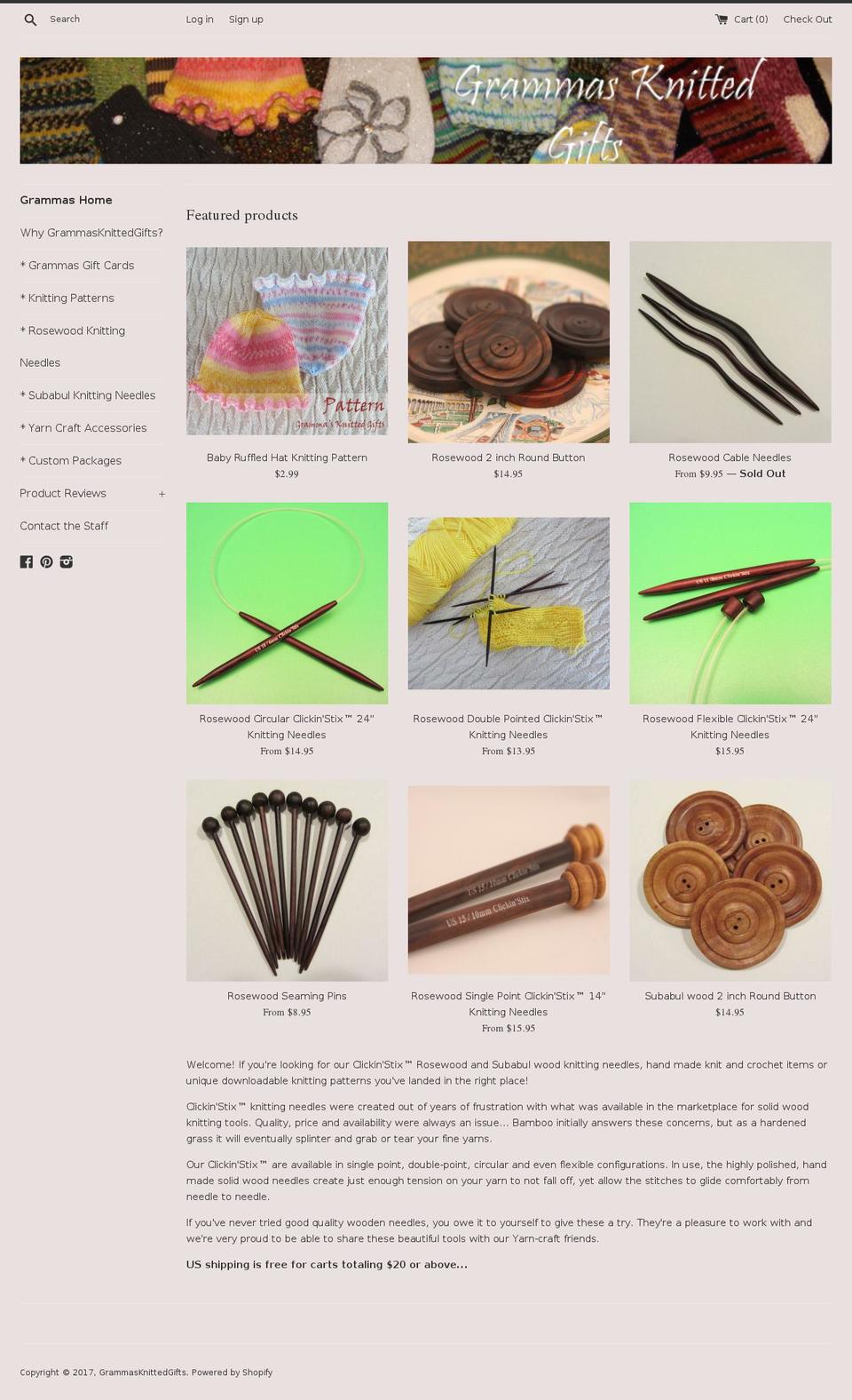 grammasknittedgifts.com shopify website screenshot