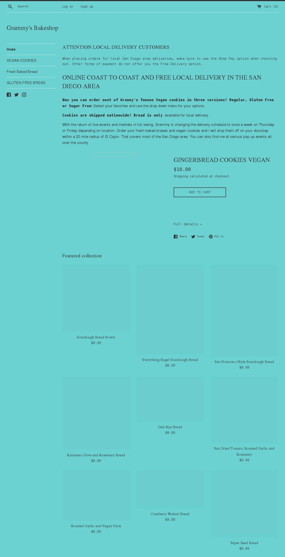 grammyscookies.net shopify website screenshot