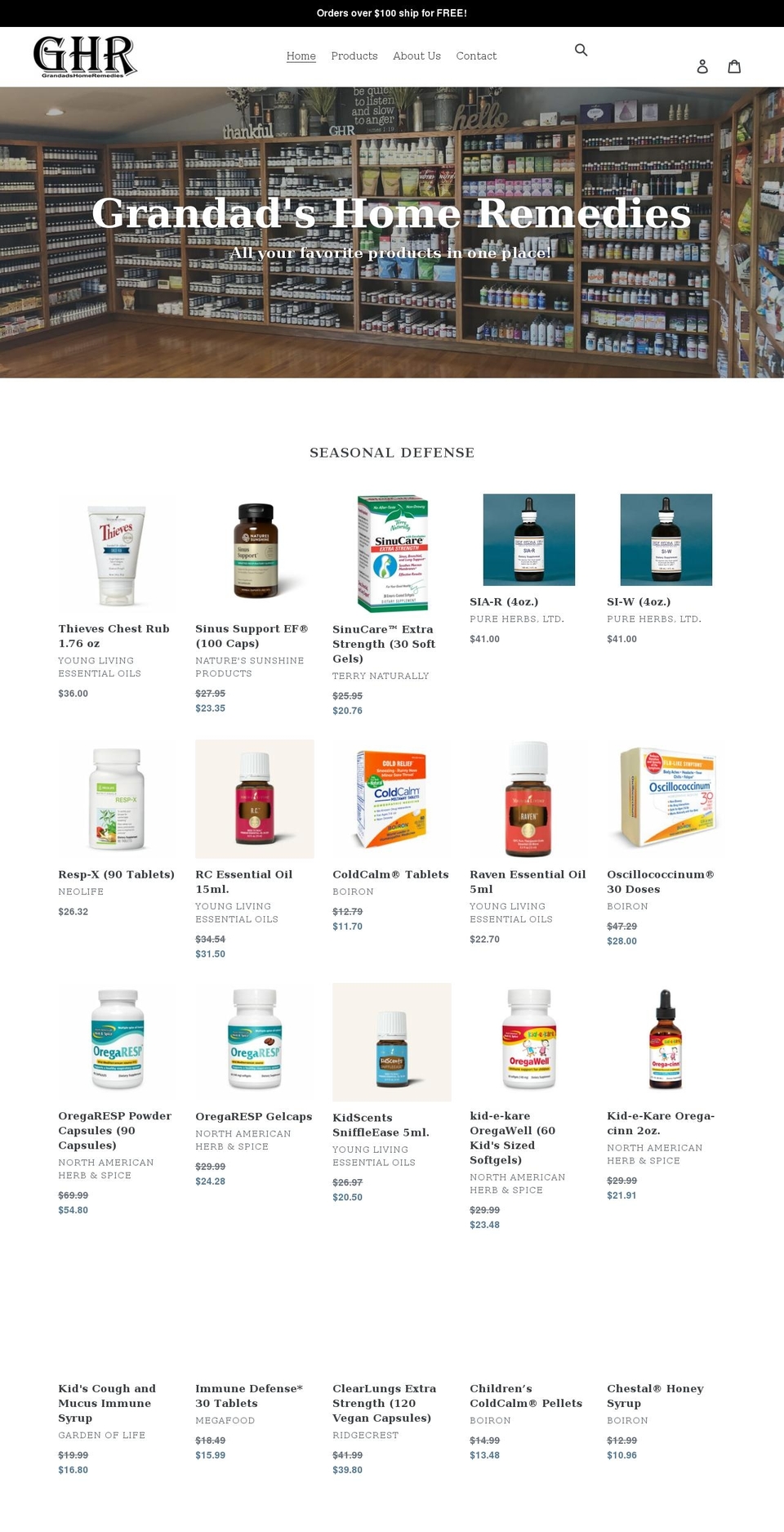 grandadshomeremedies.com shopify website screenshot