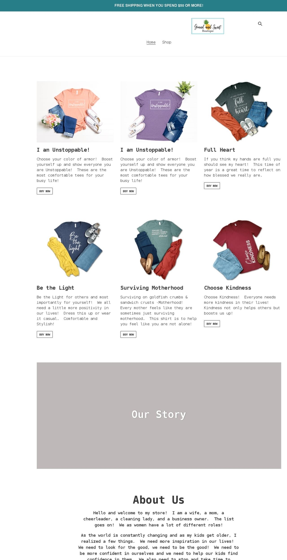 grandandsweet.com shopify website screenshot