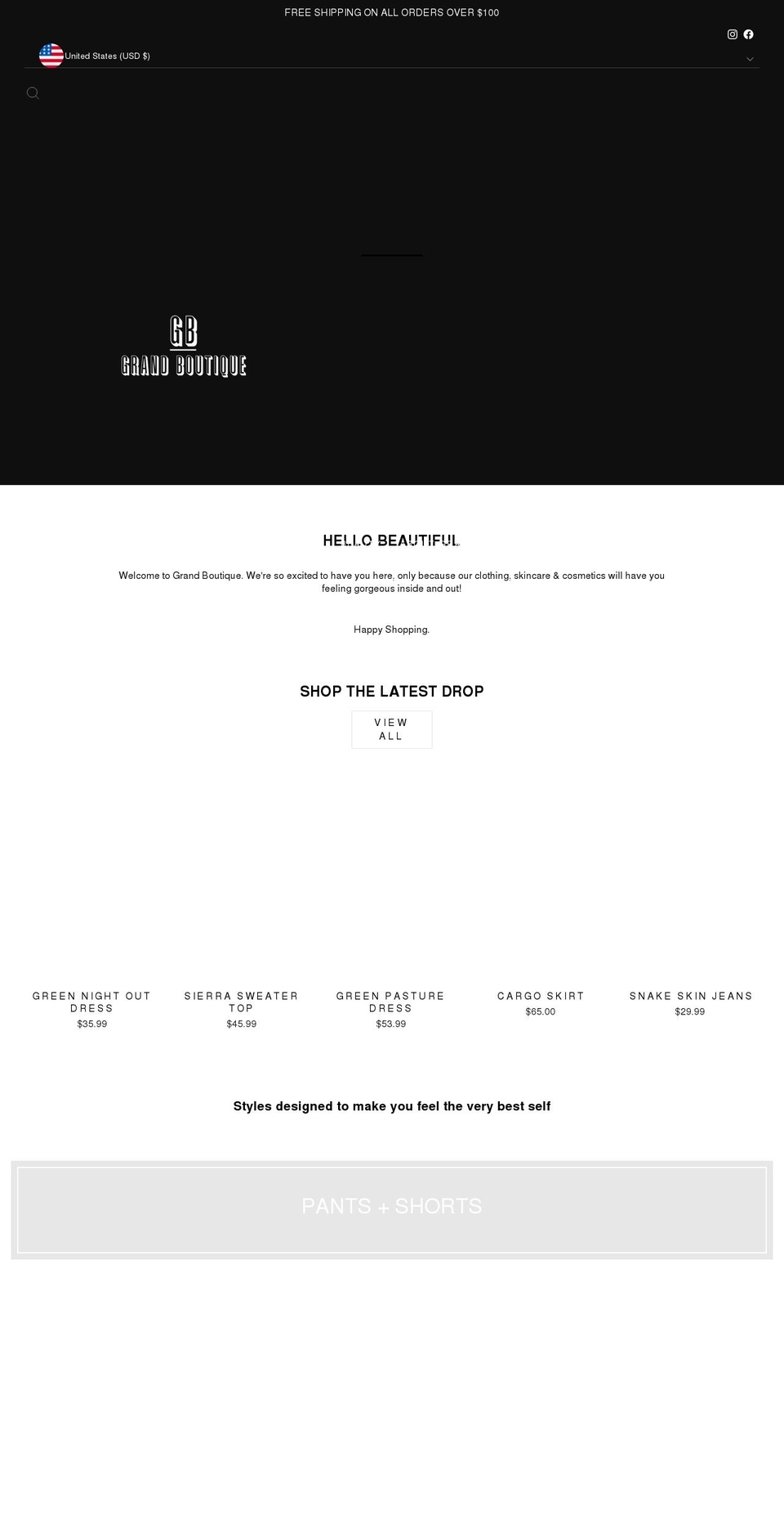 grandboutique.com shopify website screenshot