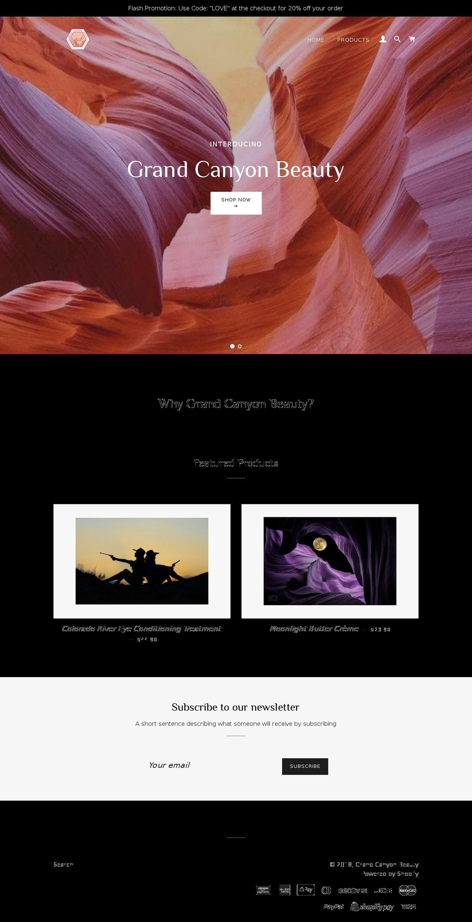 grandcanyonbeauty.com — Shopify storefront screenshot