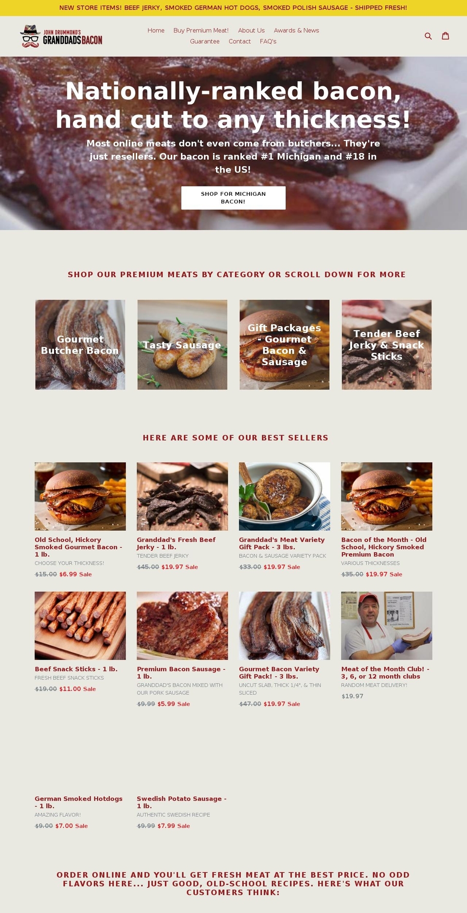 granddadsbacon.com — Shopify storefront screenshot