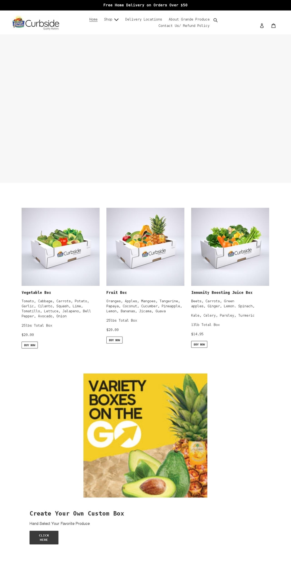 grandecurbside.com shopify website screenshot