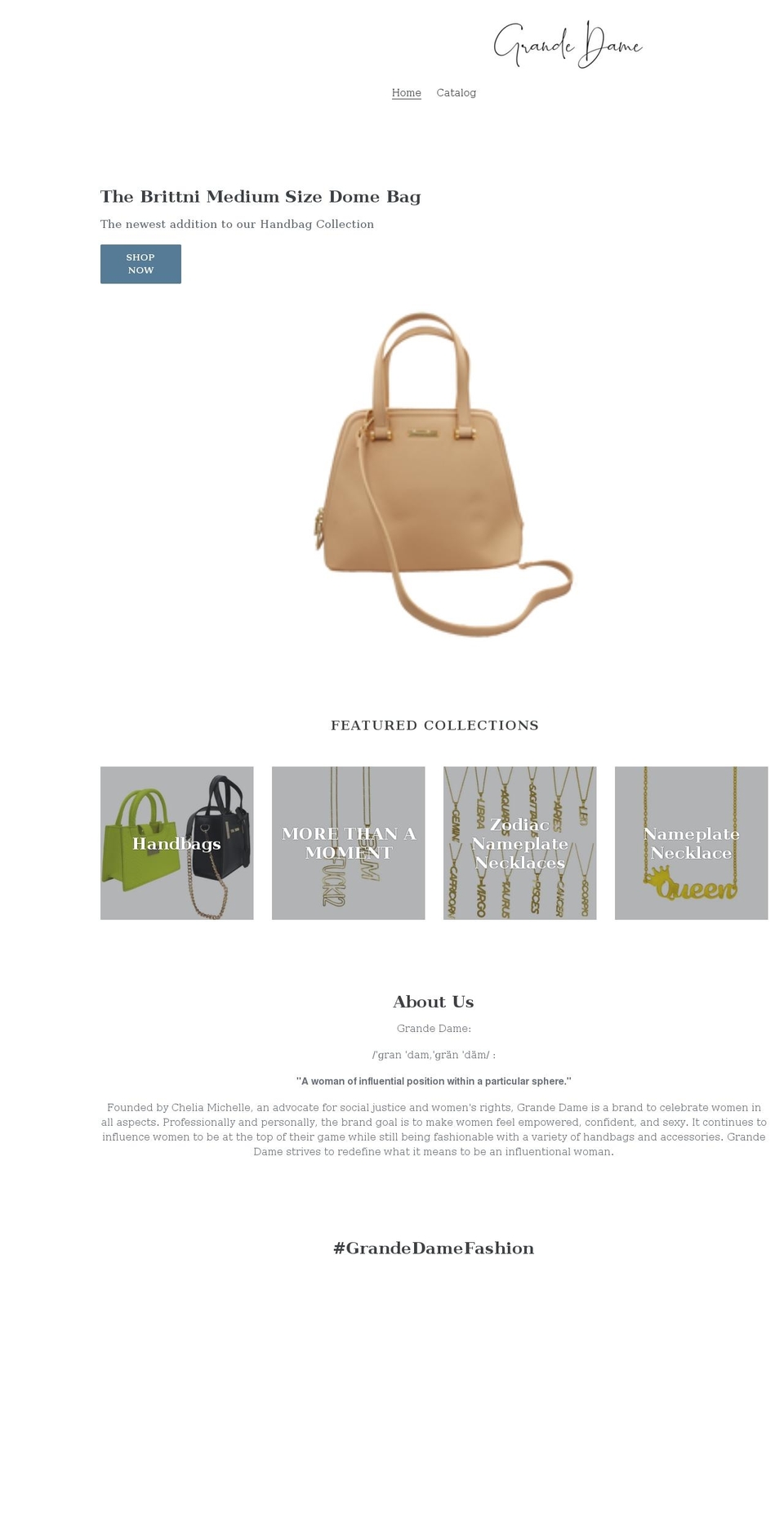 grandedamefashion.com shopify website screenshot