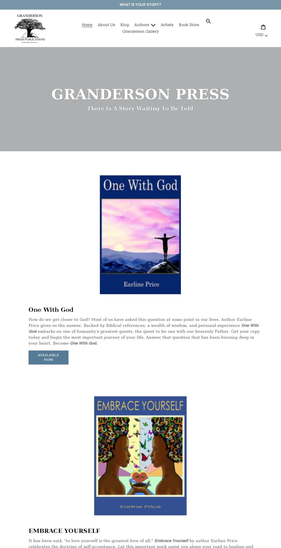 grandersonpress.com shopify website screenshot