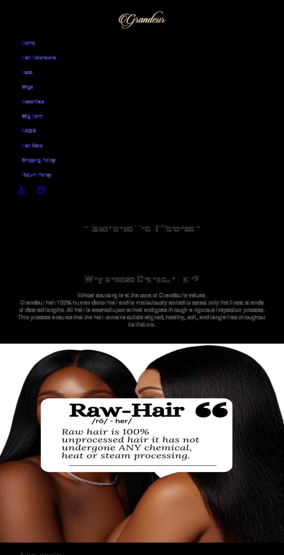 grandeurhaircompany.com shopify website screenshot