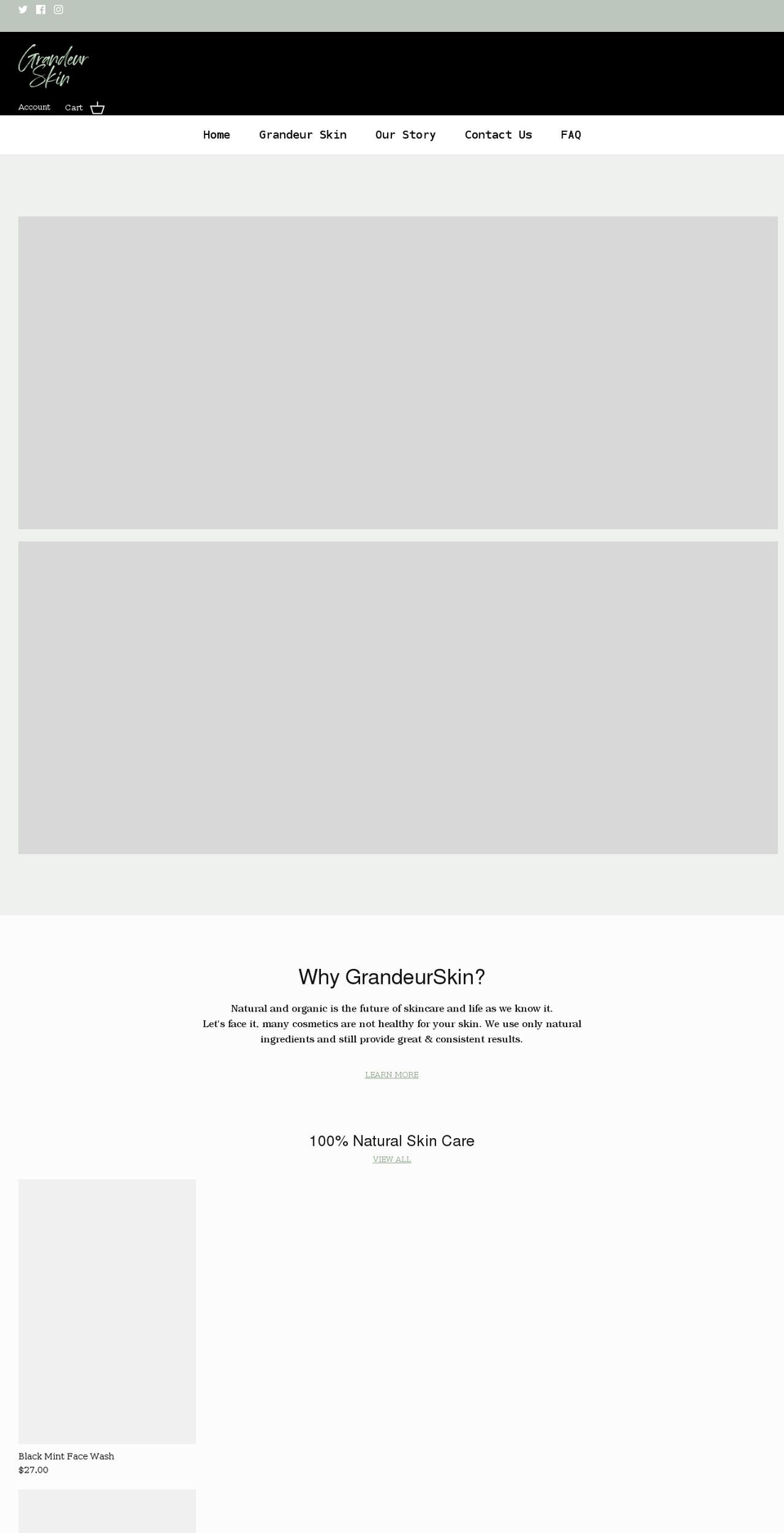 grandeurskin.net shopify website screenshot