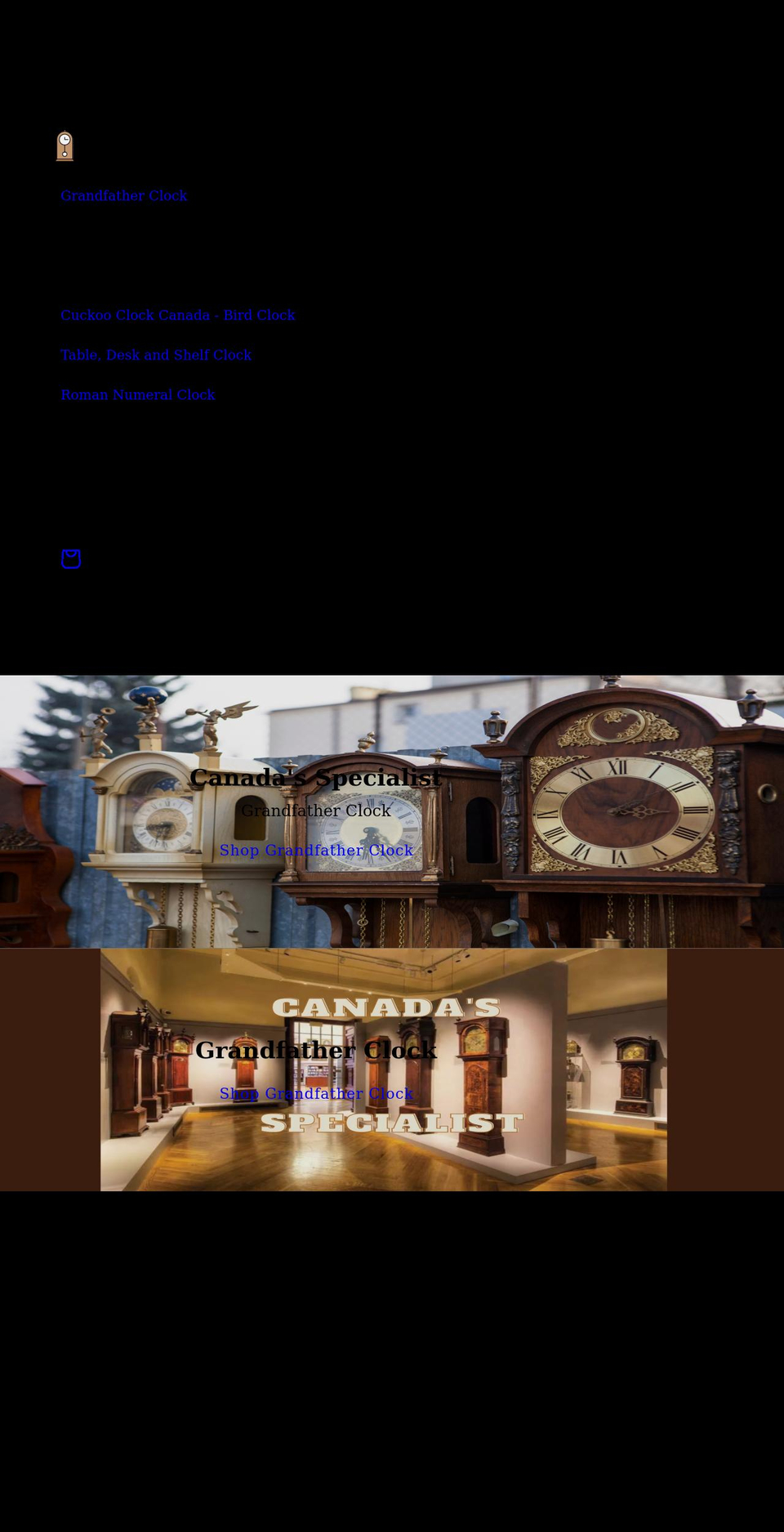 grandfatherclock.ca shopify website screenshot