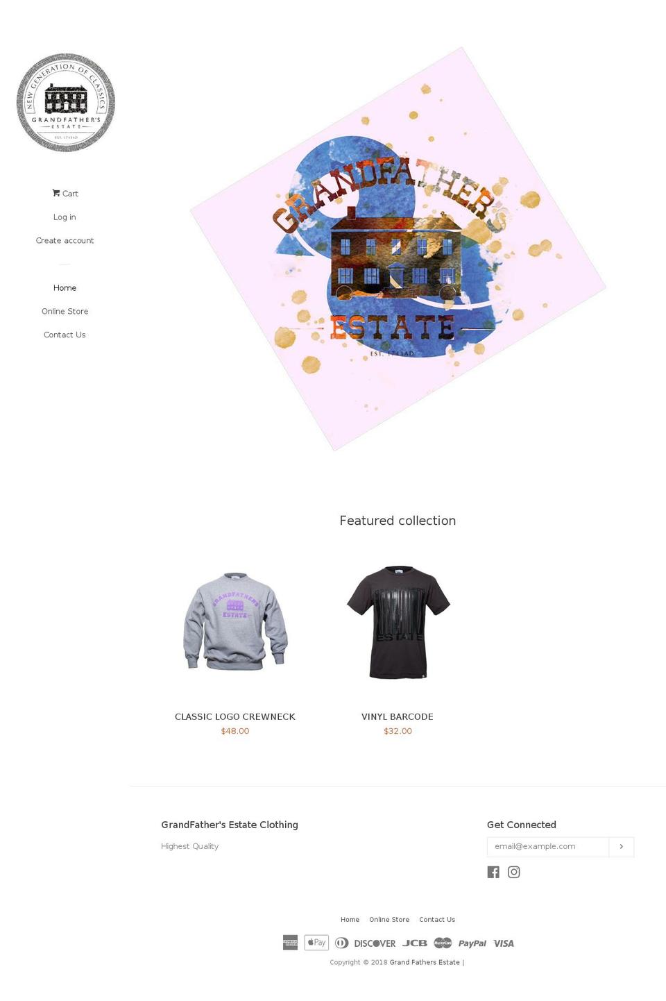 grandfathersestate.com — Shopify storefront screenshot