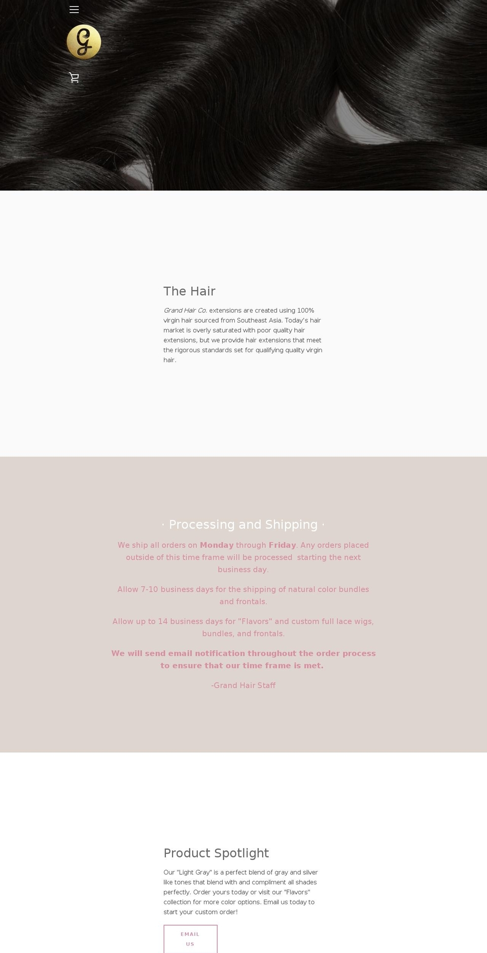 grandhairco.com — Shopify storefront screenshot