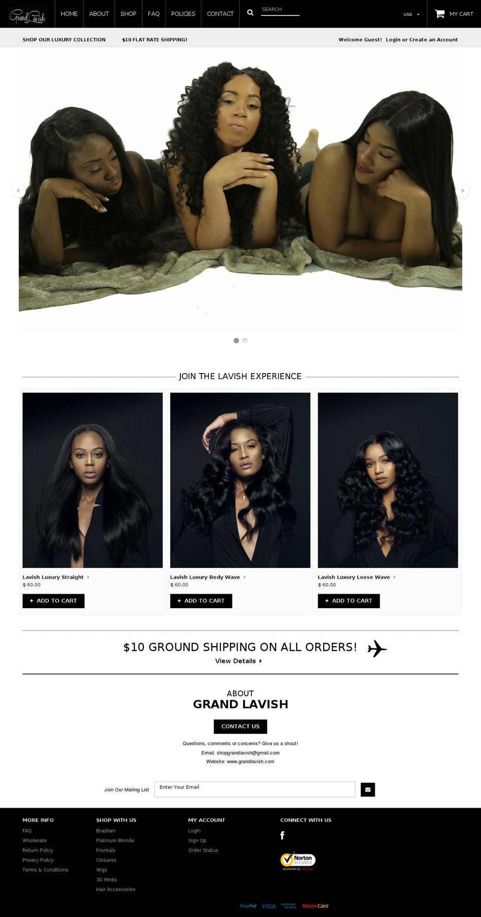 Black Shopify theme site example grandlavish.com