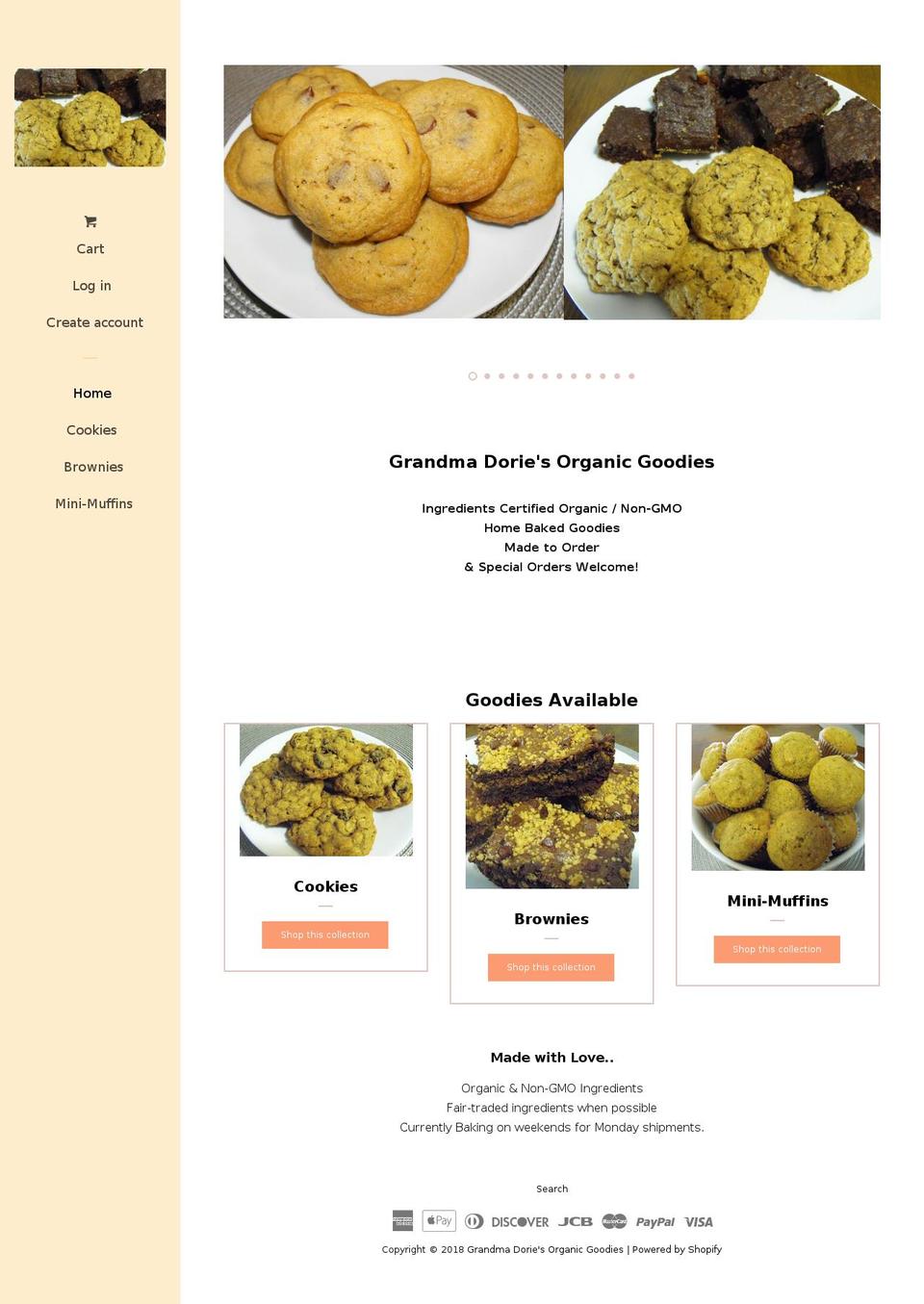 grandmadoriesorganicgoodies.com — Shopify storefront screenshot