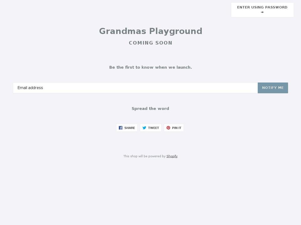 grandmasplayground.com — Shopify storefront screenshot