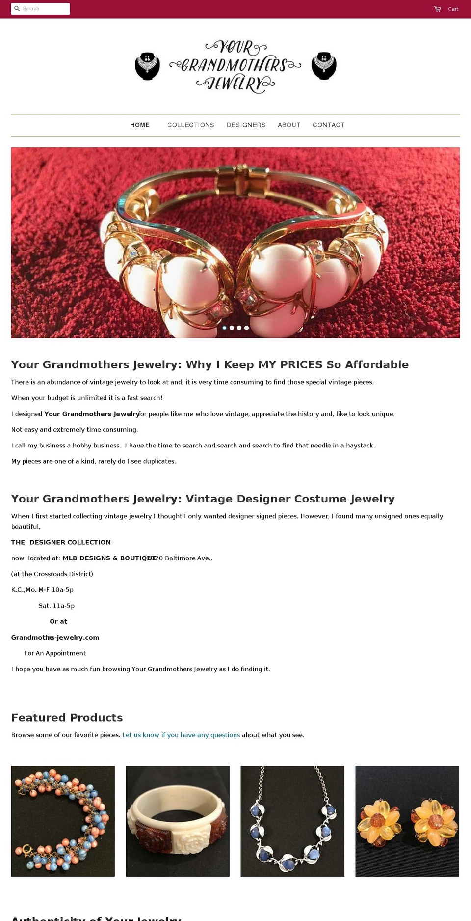 grandmothers-jewelry.com — Shopify storefront screenshot